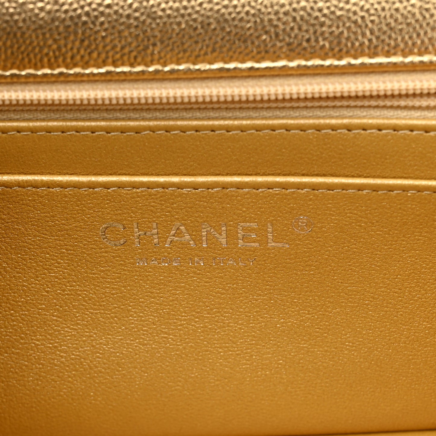 Metallic Caviar Quilted Top Handle East West Flap Gold