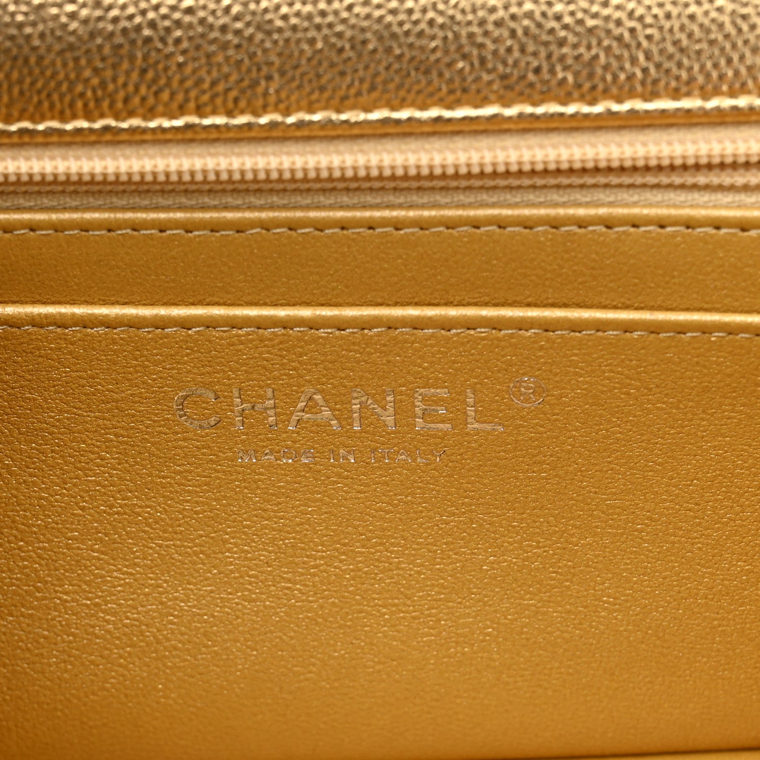 Chanel Metallic Caviar Quilted Top Handle East West Flap Gold 6 of 11