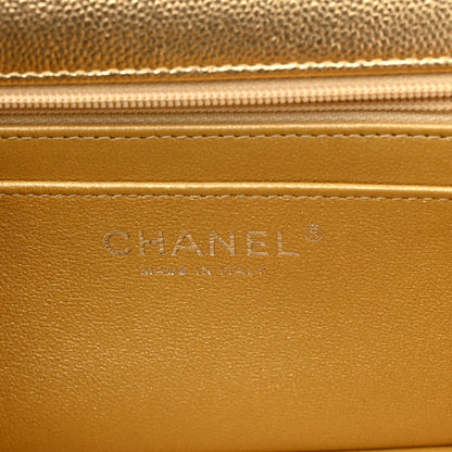 Chanel Metallic Caviar Quilted Top Handle East West Flap Gold 6 of 11
