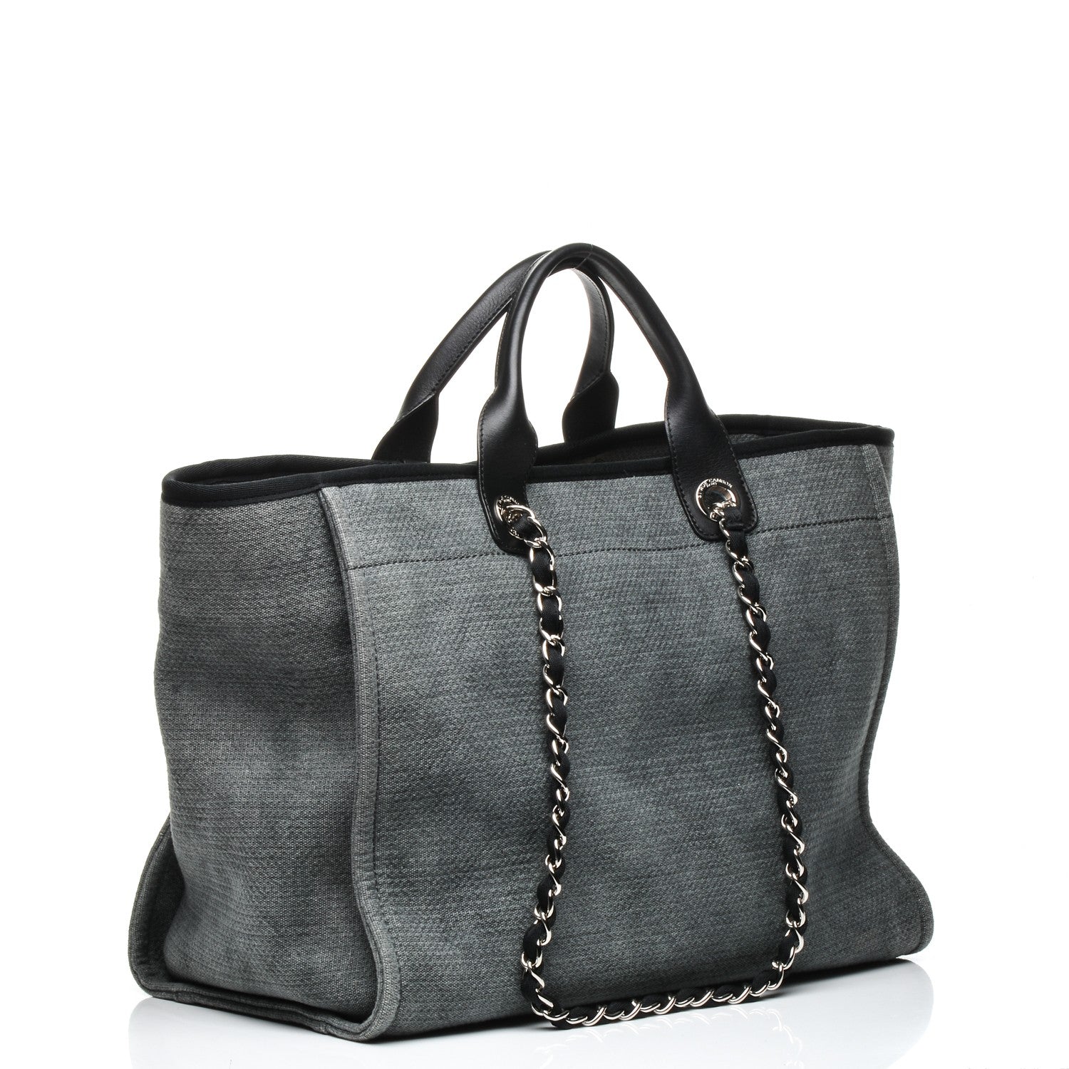 Chanel Canvas Large Deauville Tote Dark Grey 3 of 6