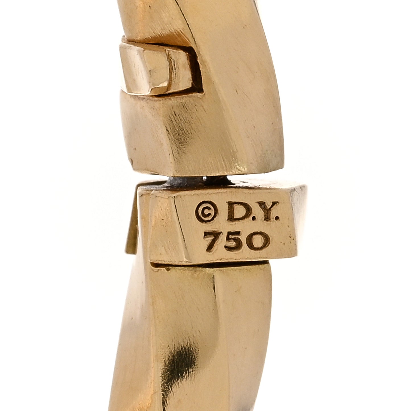 18K Yellow Gold Diamond 4mm Cable Edge Bangle Bracelet