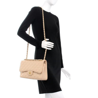 Chanel Caviar Quilted Jumbo Double Flap Beige 2 of 10
