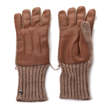 Hermes Cashmere Lambskin Knit Gloves M Brown 2 of 5