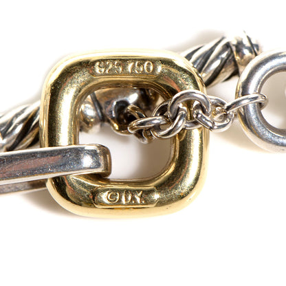 David Yurman Sterling Silver 18K Gold Figaro Chain Necklace 4 of 5