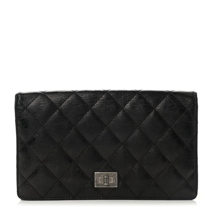 Chanel Patent Crumpled Calfskin Quilted Yen Reissue Wallet Black 1 of 9