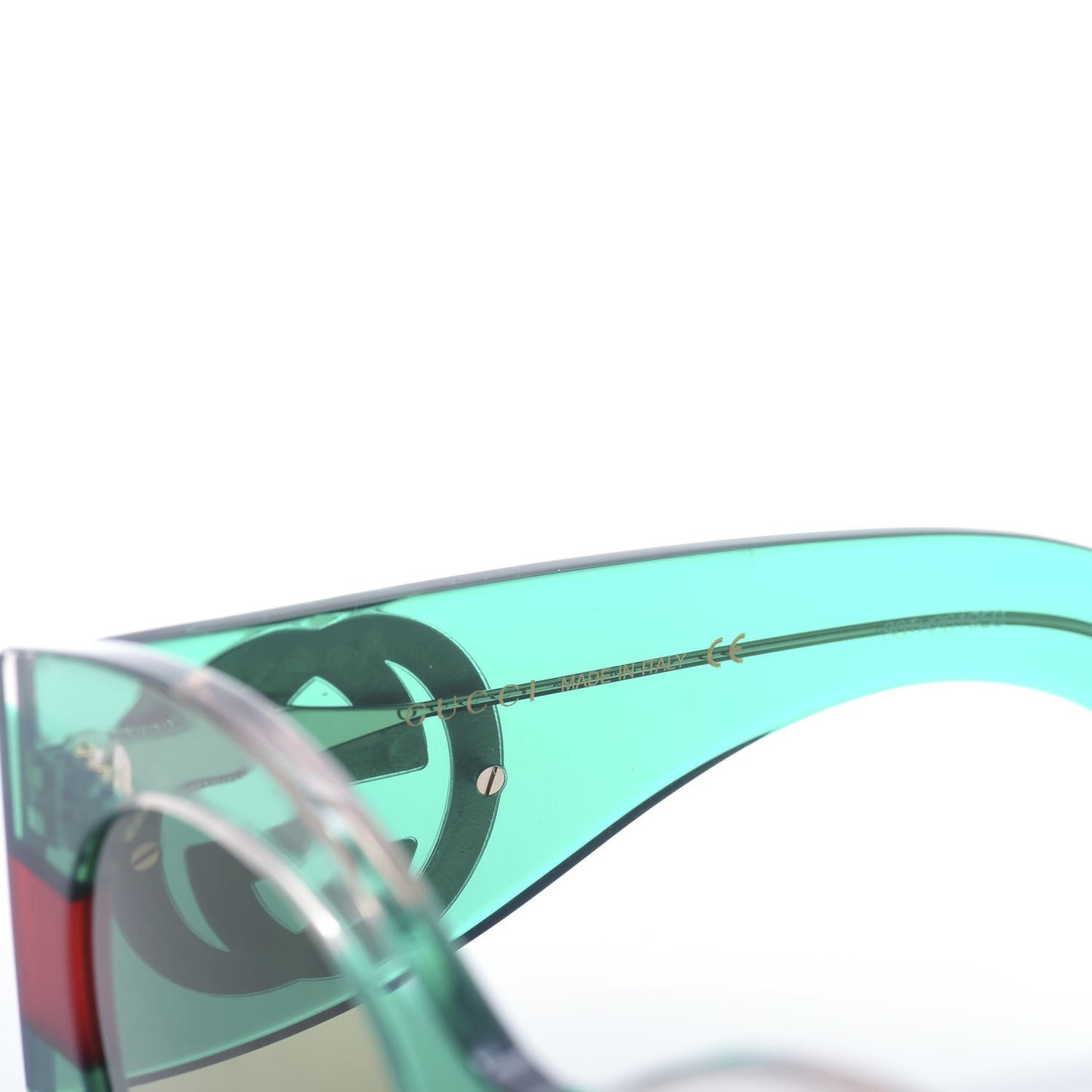Acetate Round Frame Sunglasses GG0177S Green Red