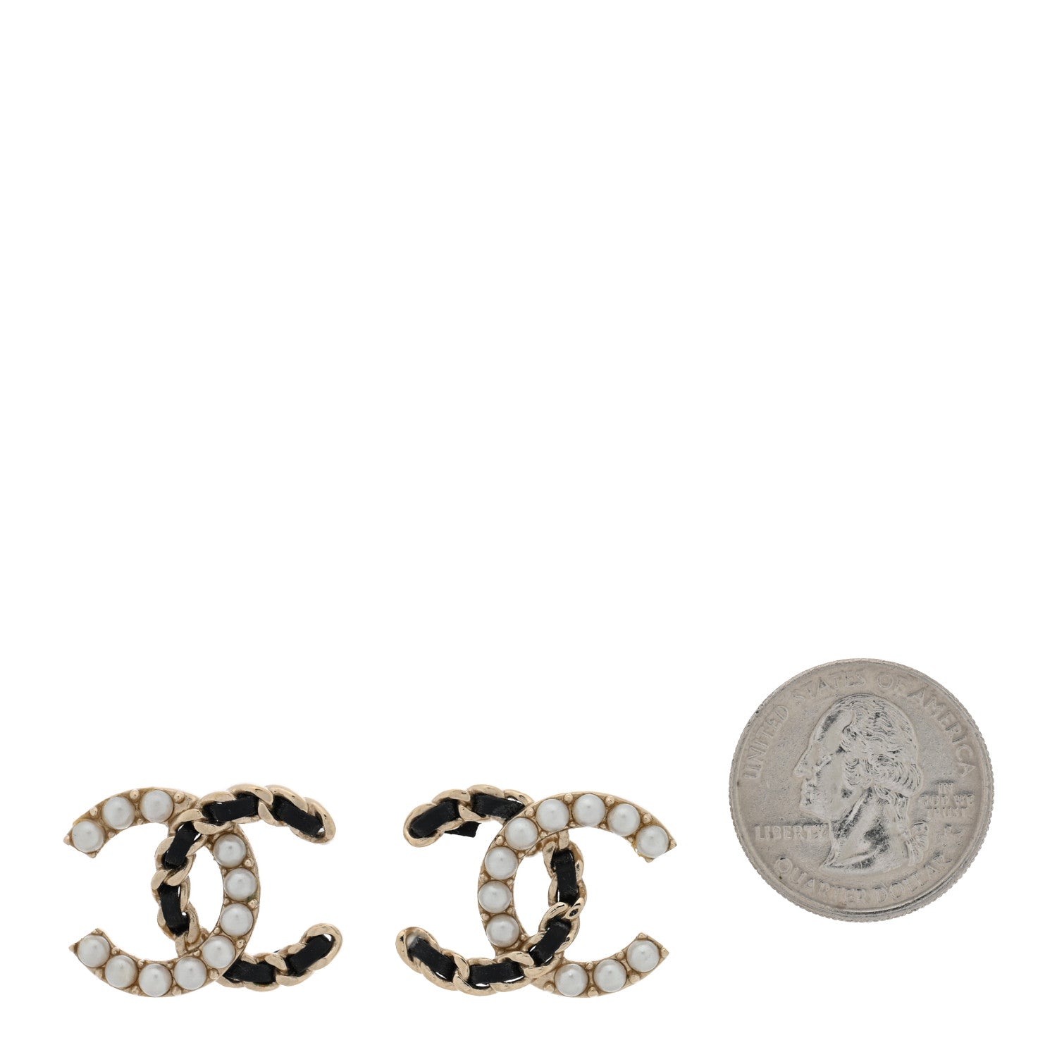 Chanel Crystal Baguette Lambskin Chain CC Vintage Allure Stud Earrings Black Gold 2 of 5
