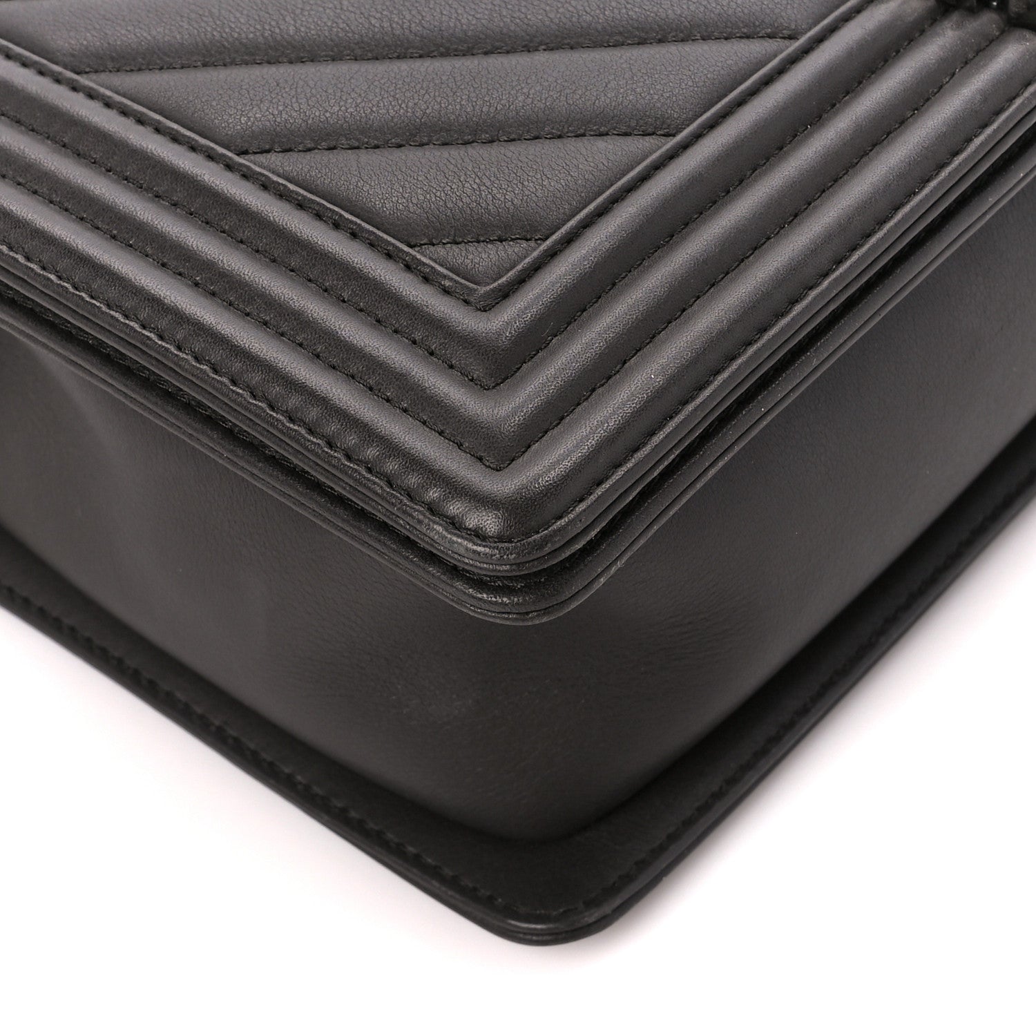 Chanel Calfskin Chevron Quilted New Medium Boy Flap Dark Grey 9 of 11