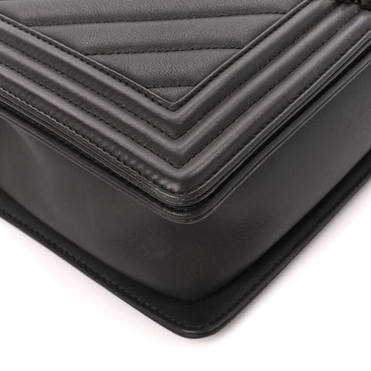 Chanel Calfskin Chevron Quilted New Medium Boy Flap Dark Grey 9 of 11