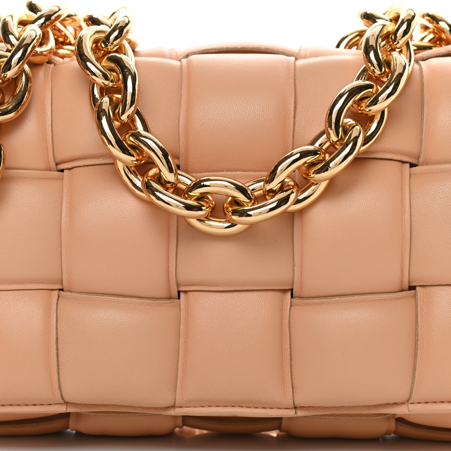 Bottega Veneta Lambskin Maxi Intreccio Padded Chain Cassette Crossbody Bag Almond 9 of 17