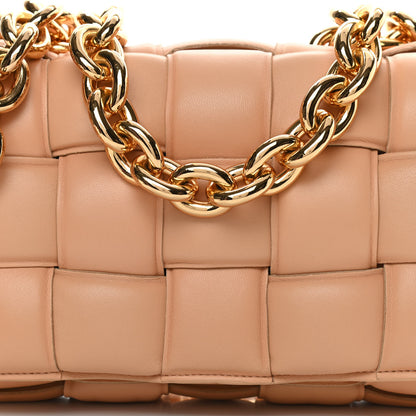 Bottega Veneta Lambskin Maxi Intreccio Padded Chain Cassette Crossbody Bag Almond 9 of 17