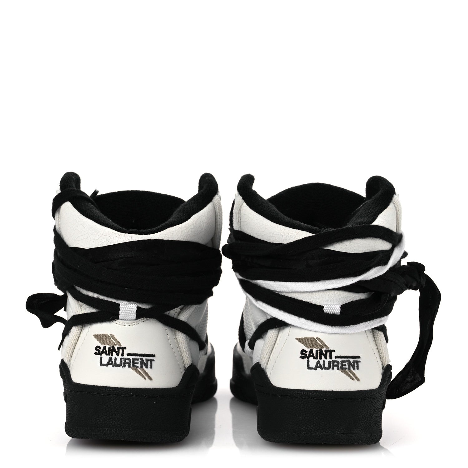 Saint Laurent Calfskin Smith High Top Sneakers 41 White Black 6 of 11