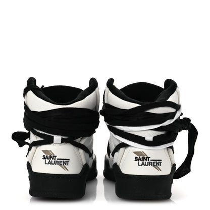 Saint Laurent Calfskin Smith High Top Sneakers 41 White Black 6 of 11