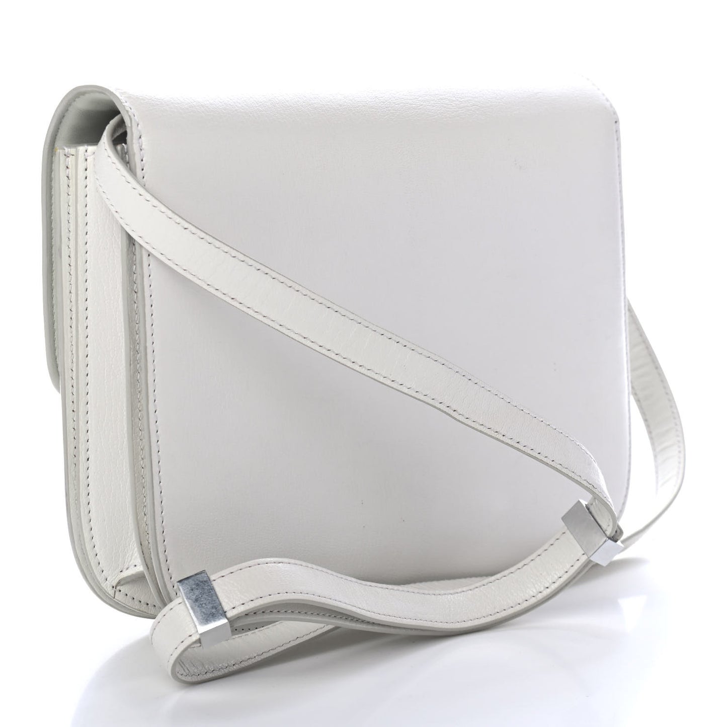 Goatskin Medium Classic Box Flap Bag White
