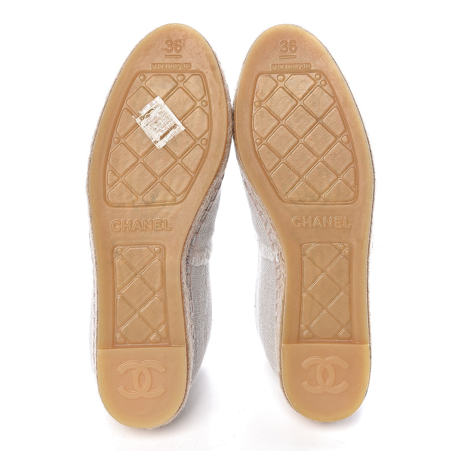Chanel Linen CC Espadrilles 36 Beige Black 5 of 11