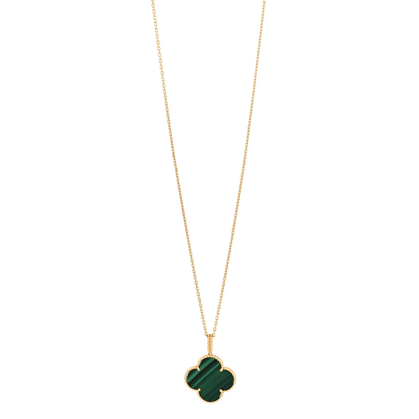 18K Yellow Gold Malachite Magic Alhambra Pendant Necklace