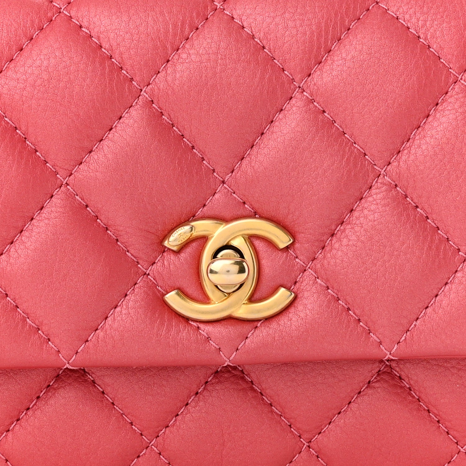 Chanel Metallic Calfskin Quilted Top Handle Flap Dark Pink 8 of 13