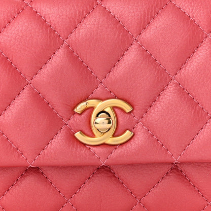 Chanel Metallic Calfskin Quilted Top Handle Flap Dark Pink 8 of 13