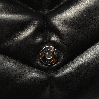 Saint Laurent Lambskin Quilted Medium Loulou Puffer Monogram Chain Satchel Black 13 of 23