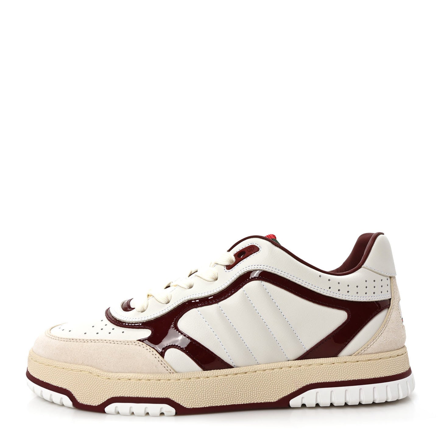 Calfskin Suede Mens Re-Web Sneakers 8 White Red