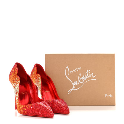 Christian Louboutin Suede Burma Strass Degrade Hot Chick 100 Pumps 39 Loubi Red Multicolor 9 of 9