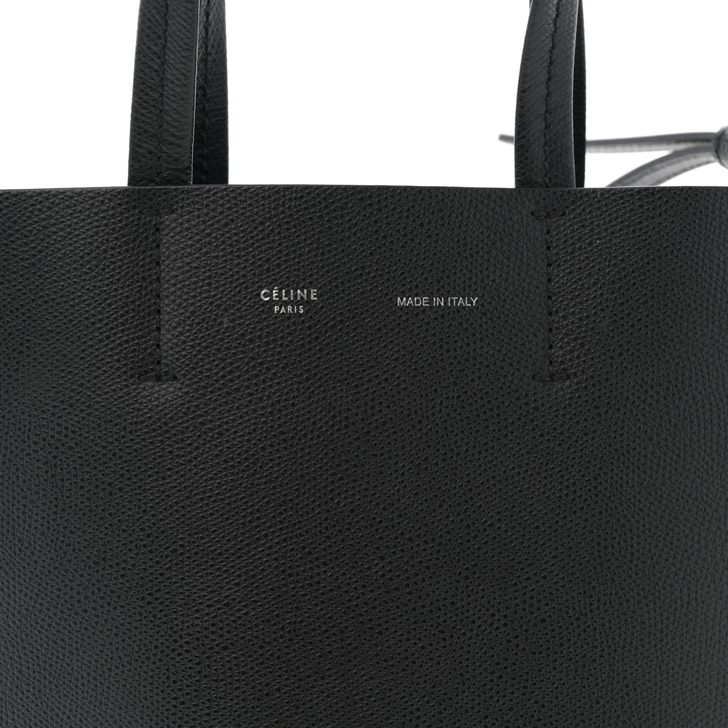 Grained Calfskin Small Vertical Cabas Black