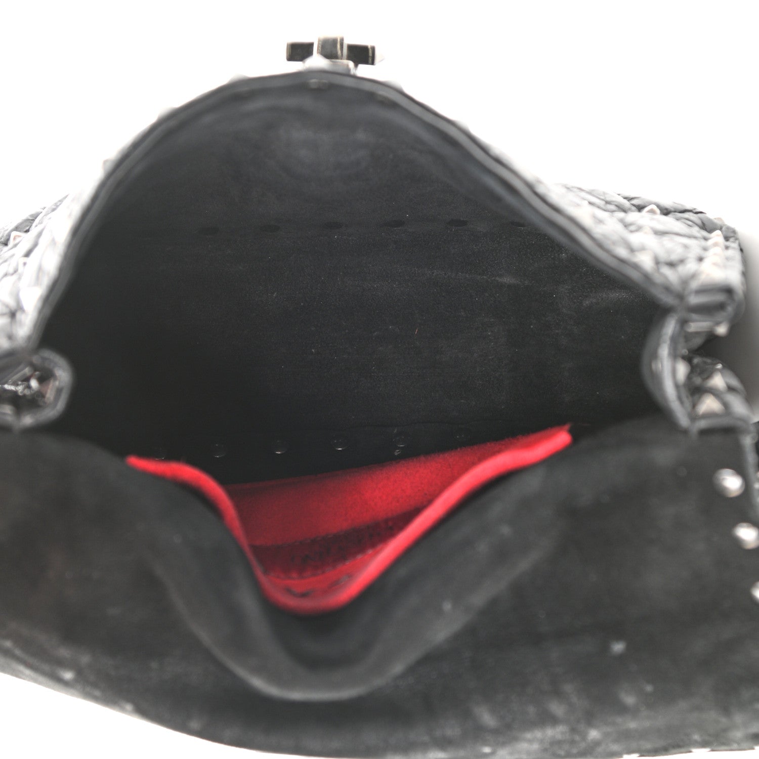 Valentino Garavani Craquele Nappa Small Rockstud Spike Shoulder Bag Black 4 of 10