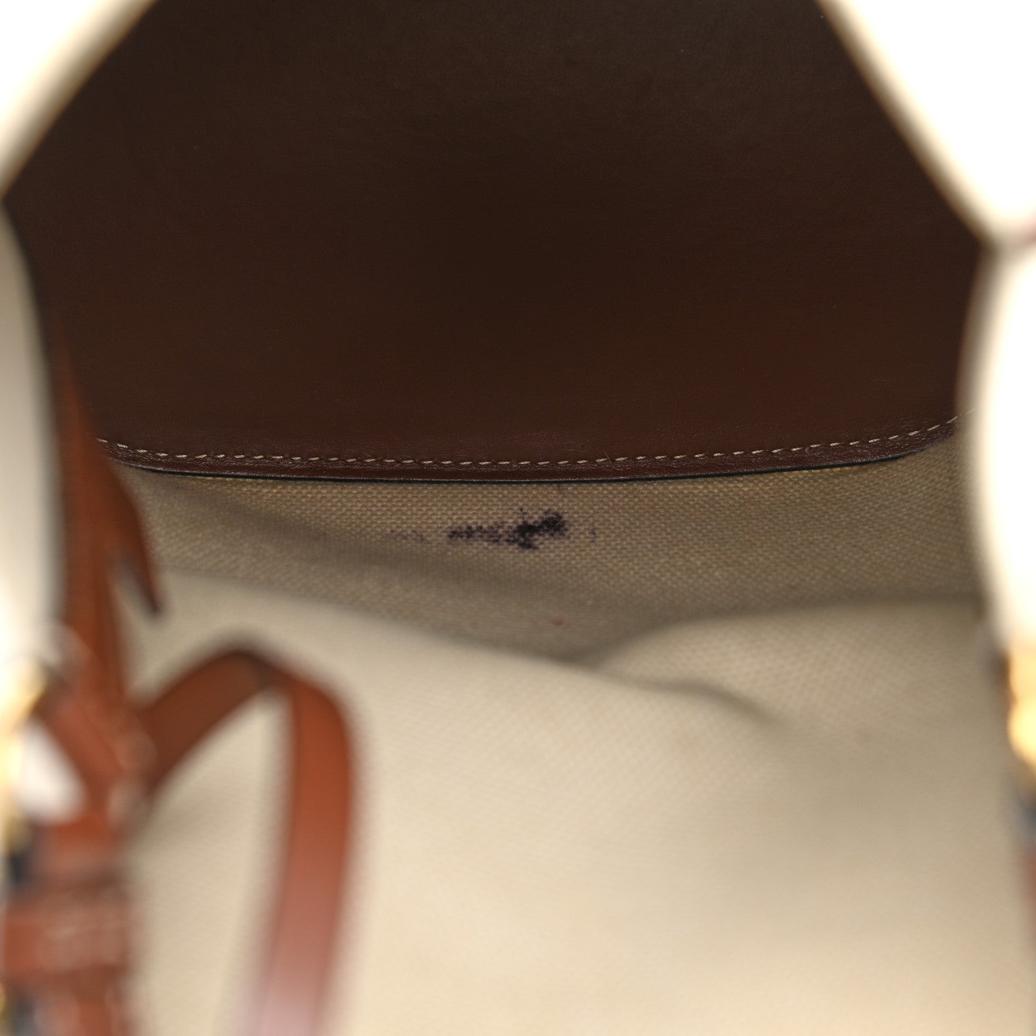 Burberry Canvas Cotton Small Peggy Bucket Bag Natural Gold 9 of 14