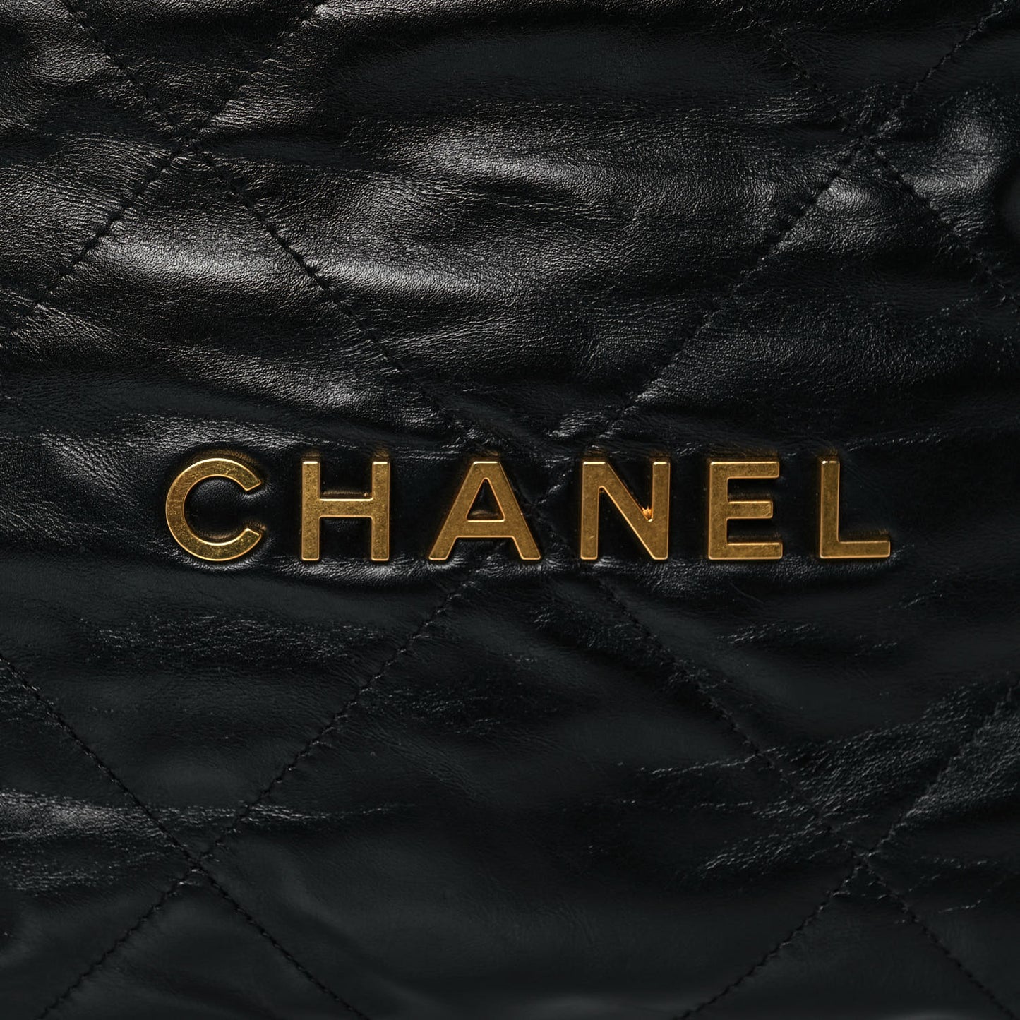 Shiny Calfskin Quilted Small Chanel 22 Black
