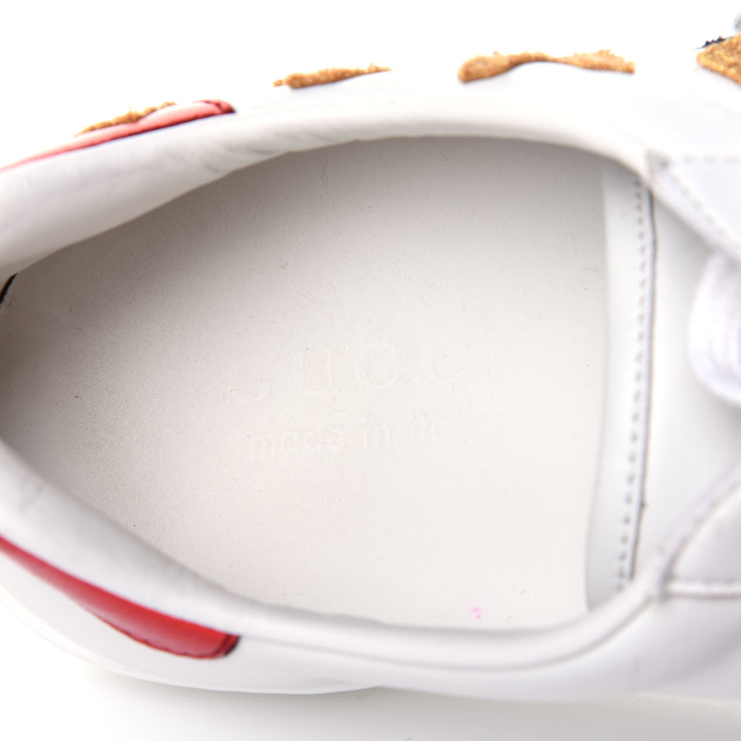 Gucci Calfskin Nappa Web LOVED Embroidered Womens Ace Sneakers 38 White Red Flame Notte 9 of 13