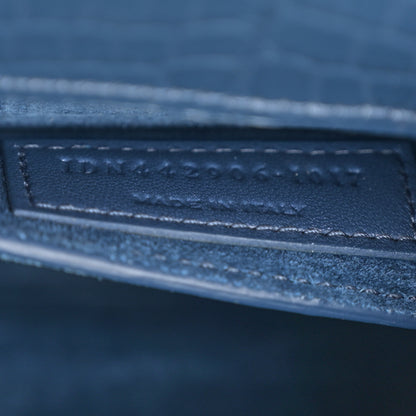 Saint Laurent Calfskin Crocodile Embossed Medium Monogram Sunset Navy 7 of 12