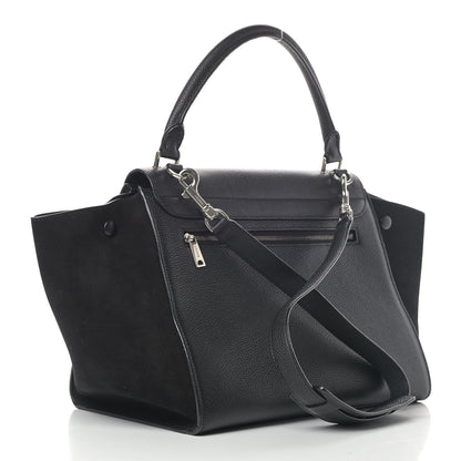 Celine Drummed Calfskin Suede Small Trapeze Black 2 of 7