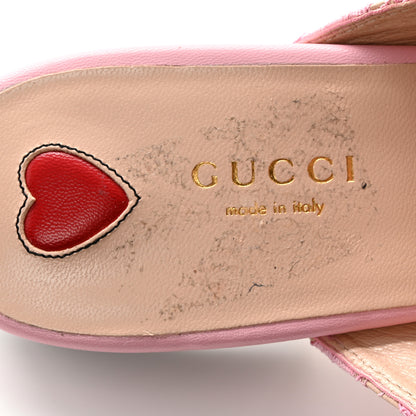 Gucci Lace Malaga Kid Womens Princetown Slippers 38 Sugar Pink Skin Rose 7 of 21