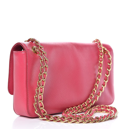 Prada Saffiano Lux Chain Shoulder Bag Peonia 3 of 13