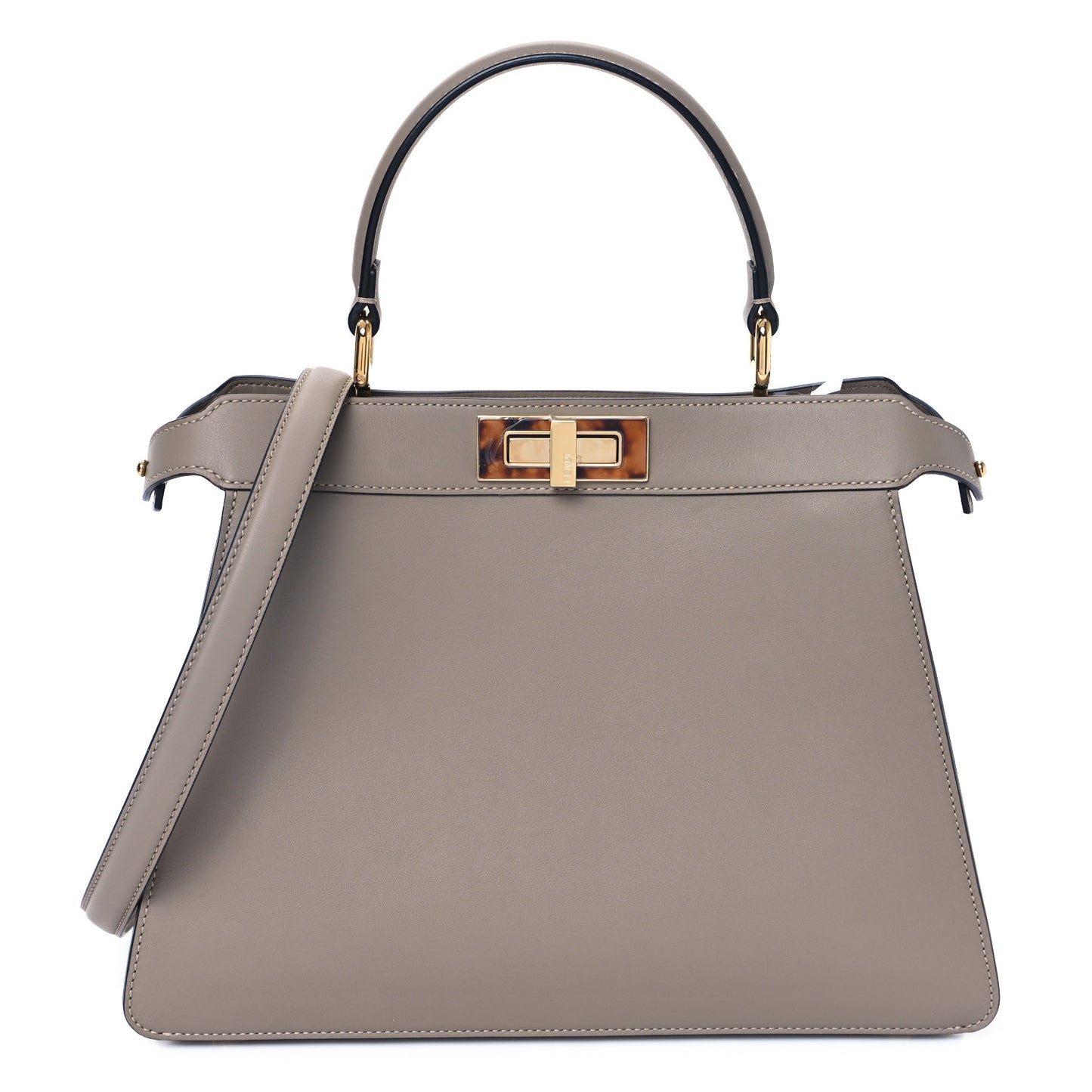 Vitello Seta Shiny Nappa Plexiglass Medium Peekaboo I SEE U Satchel Tortora