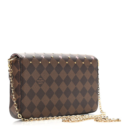 Louis Vuitton Damier Ebene Studded Pochette Felicie Chain Wallet 4 of 9