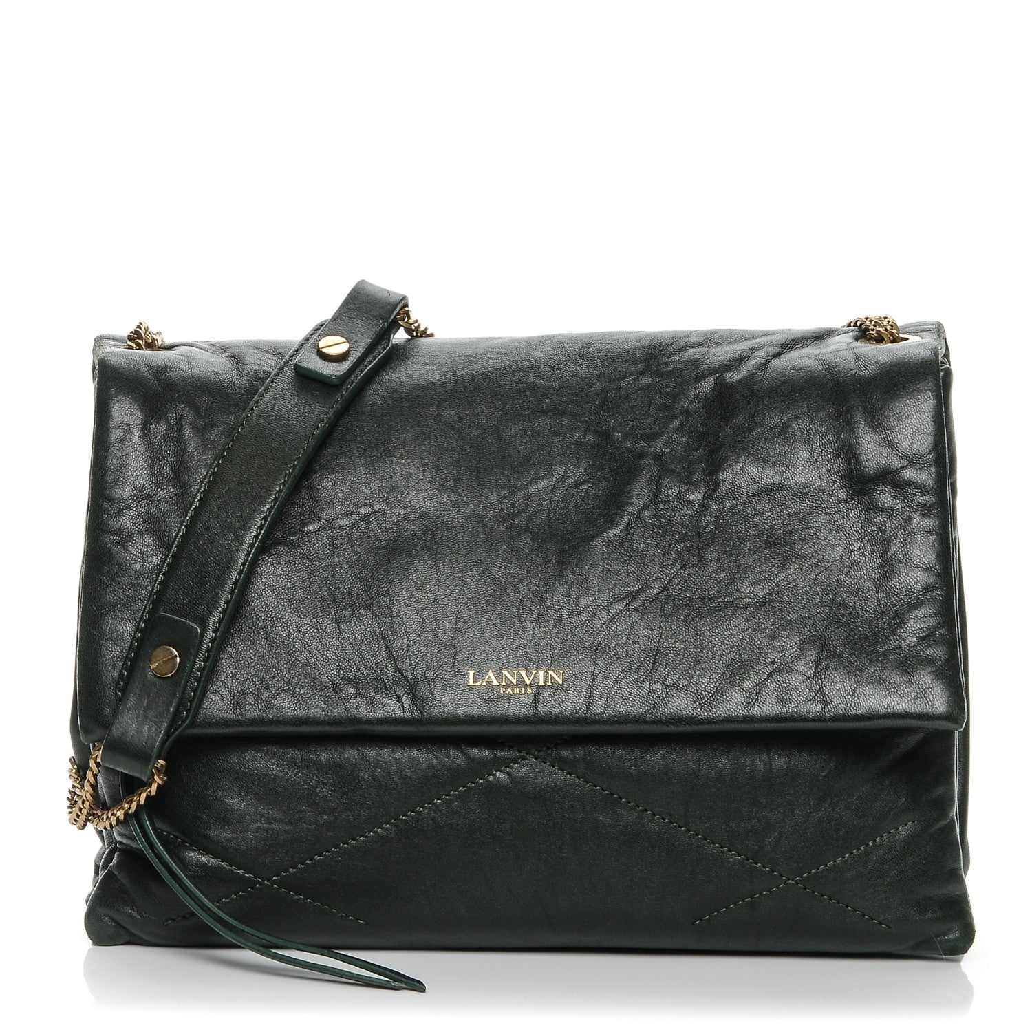 Lanvin Lambskin Quilted Medium Sugar Flap Shoulder Bag Bottle Green 1 of 7