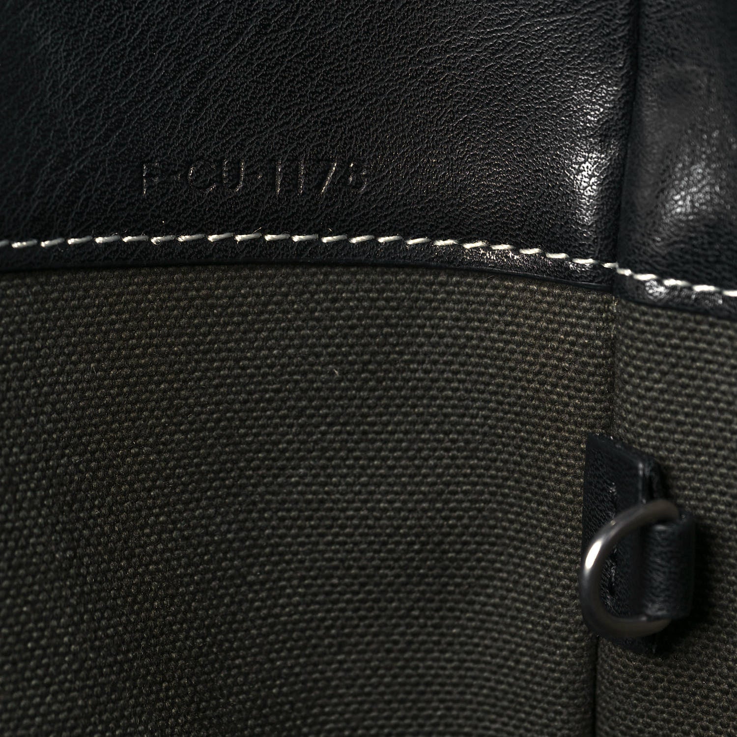 Celine Calfskin Logo Patchwork Cabas Dark Green Black 7 of 15