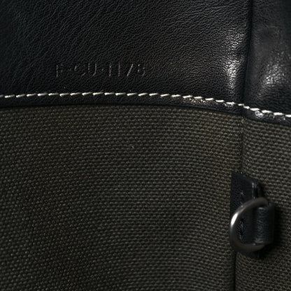 Celine Calfskin Logo Patchwork Cabas Dark Green Black 7 of 15