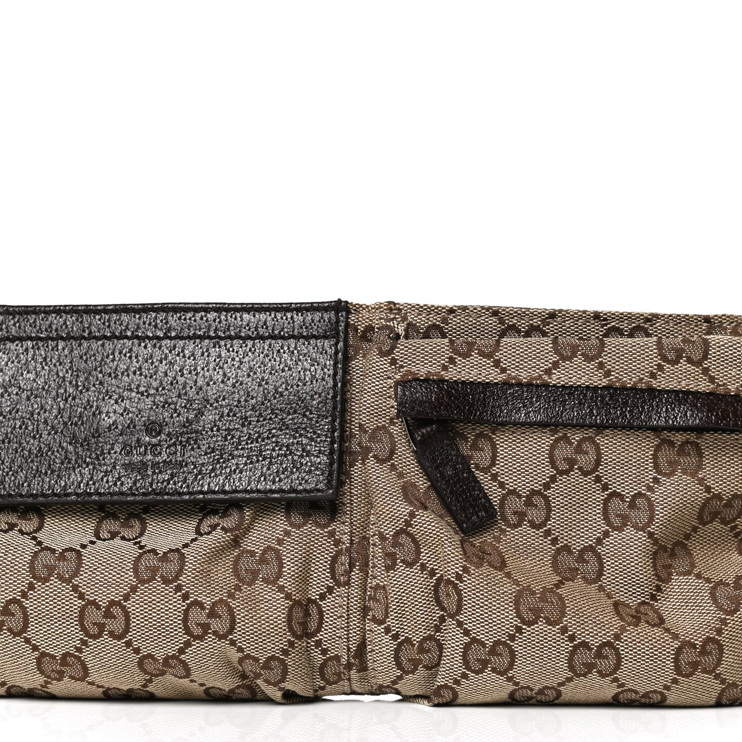GG Monogram Web Double Pocket Belt Bag Dark Brown