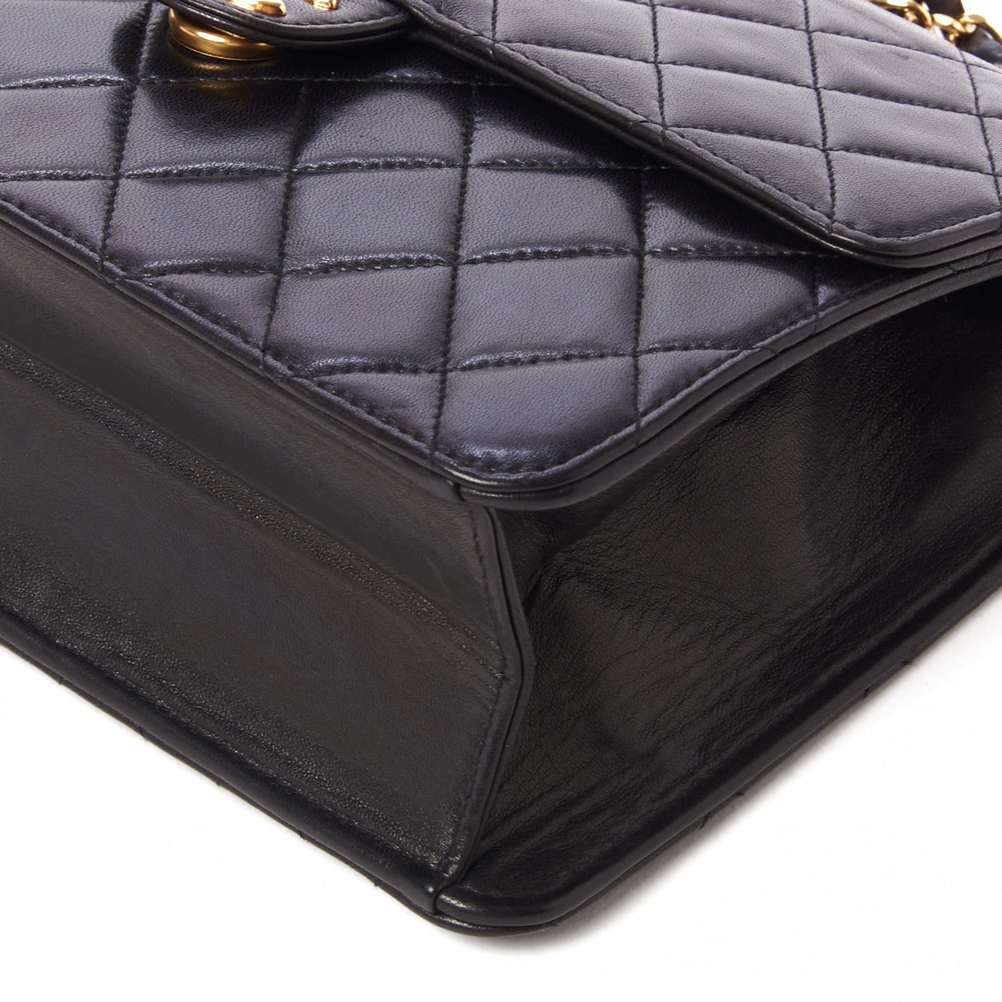 Lambskin Quilted Small Single Flap Black