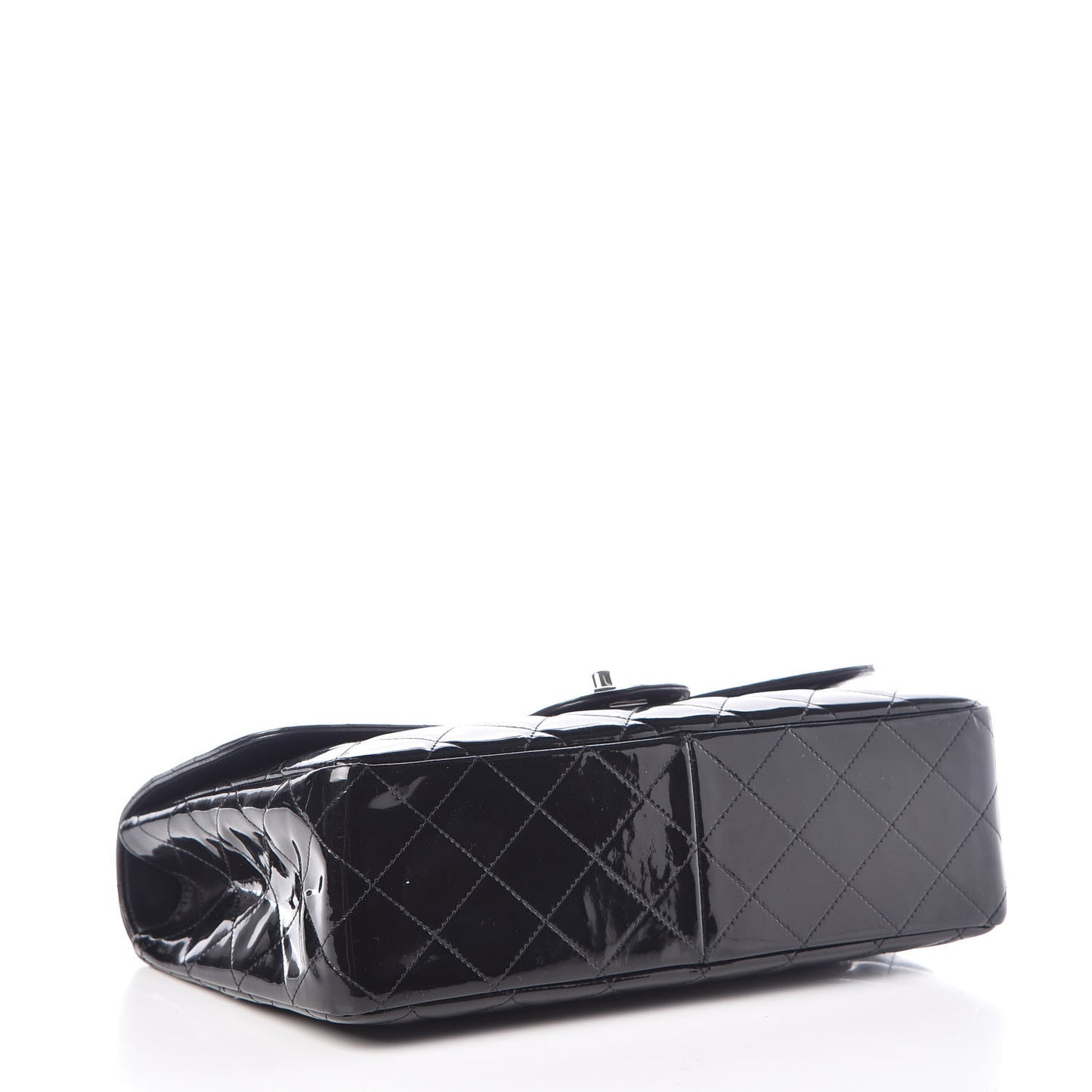 Patent Quilted Jumbo Single Flap Black