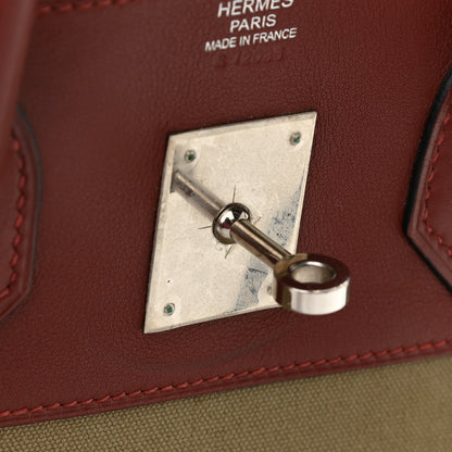 Hermes Toile Swift Birkin 30 Rouge H 12 of 14