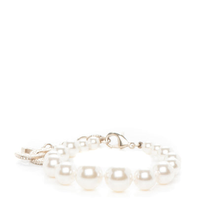 Chanel Pearl Baguette Crystal CC Bracelet Gold 1 of 6