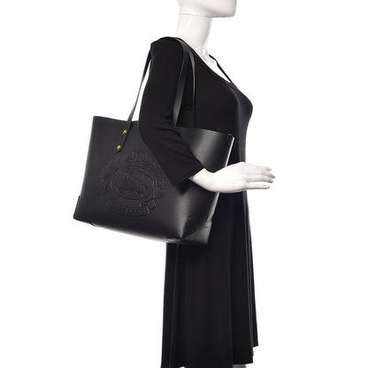 Burberry Calfskin Crest Embossed Small Tote Black 2 of 15