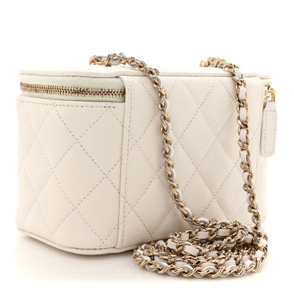 Chanel Caviar Quilted Small Vanity Case With Chain White 3 of 12