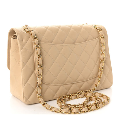 Chanel Caviar Quilted Jumbo Double Flap Beige 3 of 10