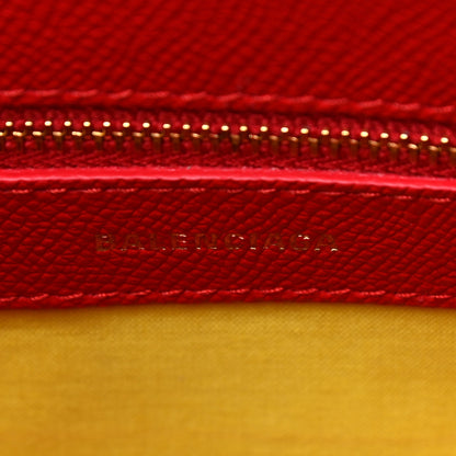 Balenciaga Signature Grained Calfskin Logo S Ville Top Handle Bag Rouge Coquelicot Black 9 of 19