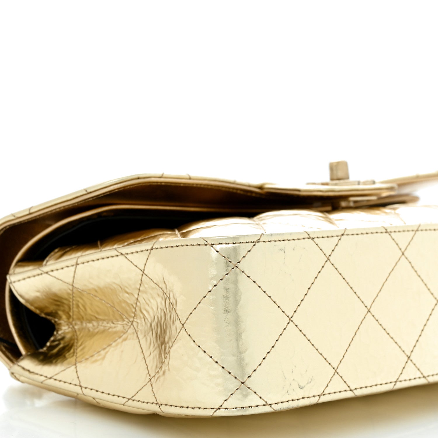 Chanel Hammered Metallic Calfskin Quilted Small Double Flap Gold 9 of 12