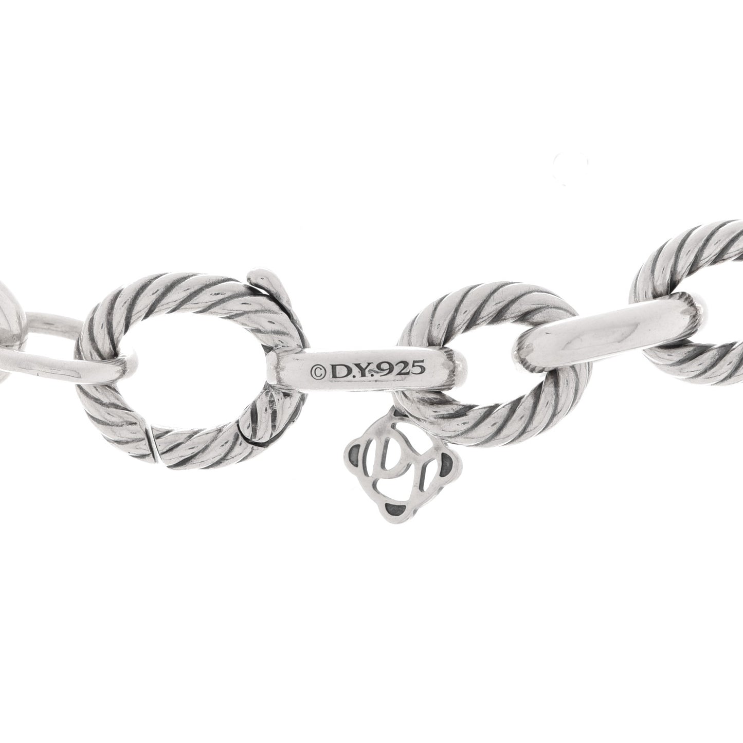 Sterling Silver Diamond Midnight Melange Oval Link Necklace
